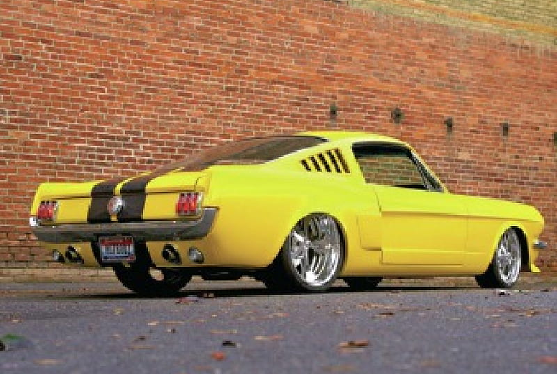 1965 Ford Mustang Fastback, yellow, mustang, fasrback, ford, HD wallpaper
