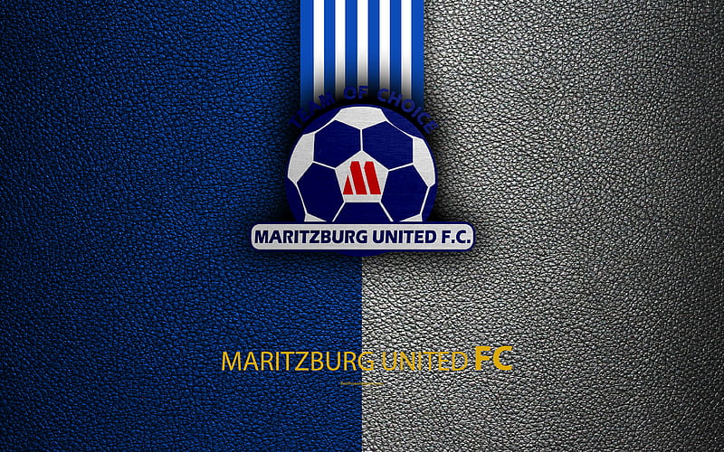 Maritzburg United FC leather texture, logo, South African football club, blue white lines, emblem, Premier Soccer League, PSL, Pietermaritzburg, South Africa, football, HD wallpaper