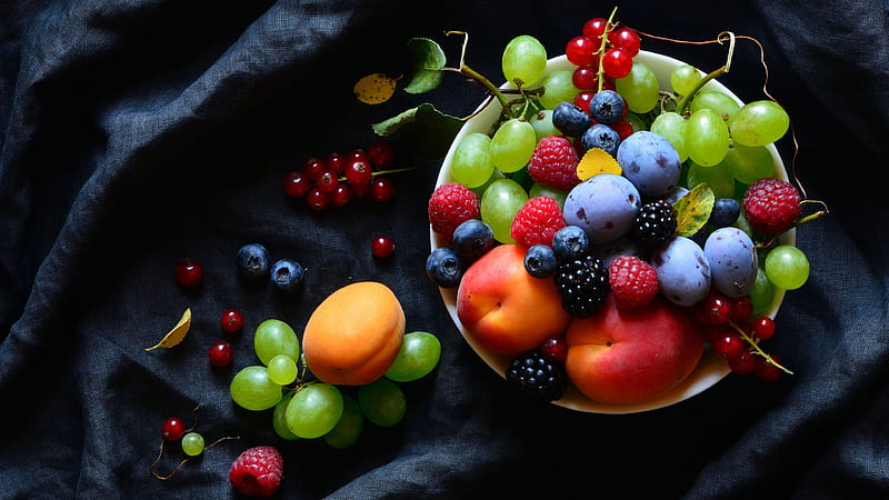 Food, Still Life, Apricot, Blackberry, Blueberry, Currants, Grapes, Nectarine, Plum, Raspberry, HD wallpaper