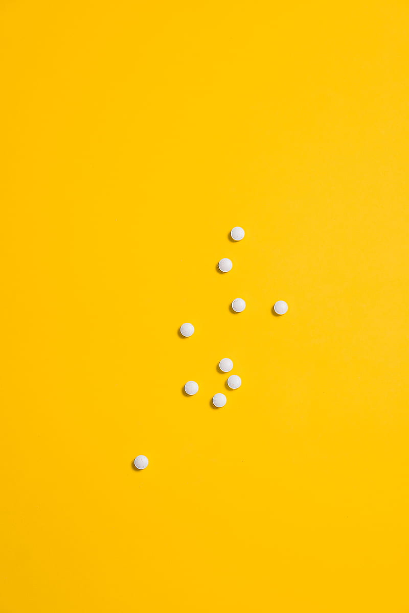 White Medication Pills Isolated on Yellow background, HD phone wallpaper