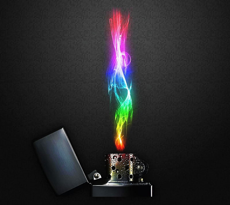 Zippo, cigarette, colorful, flame, lighter, multicolor, rainbow, smoke, HD wallpaper