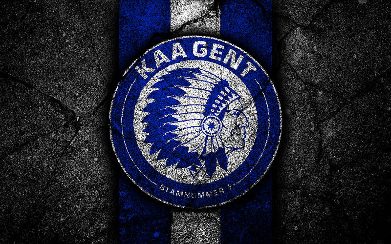Gent FC, emblem, Jupiler Pro League, black stone, Gent, Belgium, soccer, Belgian First Division A, football, asphalt texture, FC Gent, HD wallpaper