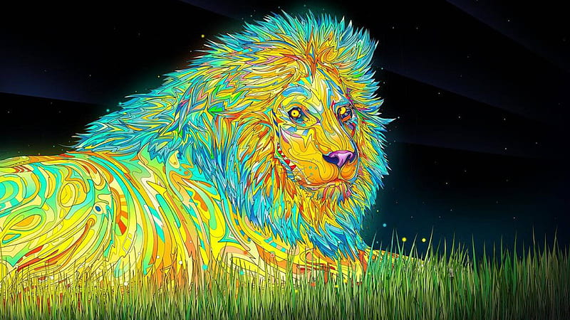 Colorful Lion Art Trippy, HD wallpaper | Peakpx