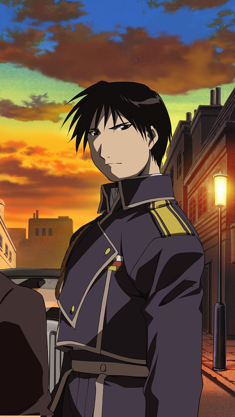 Roy Mustang Roy Mustang from Fullmetal Alchemist is a well-known anime guy  with black hair. His hai | Pixstory