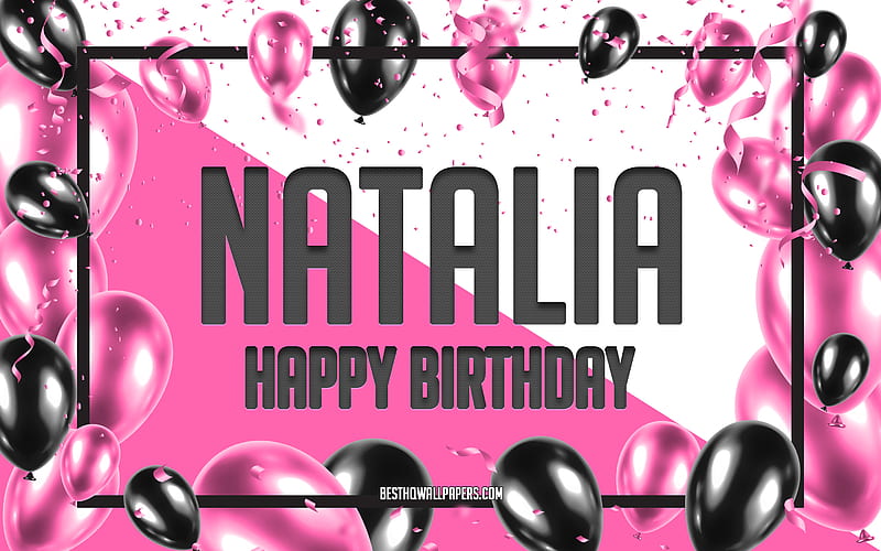Happy Birtay Natalia, Birtay Balloons Background, Natalia, with names, Natalia Happy Birtay, Blue Balloons Birtay Background, greeting card, Natalia Birtay, HD wallpaper