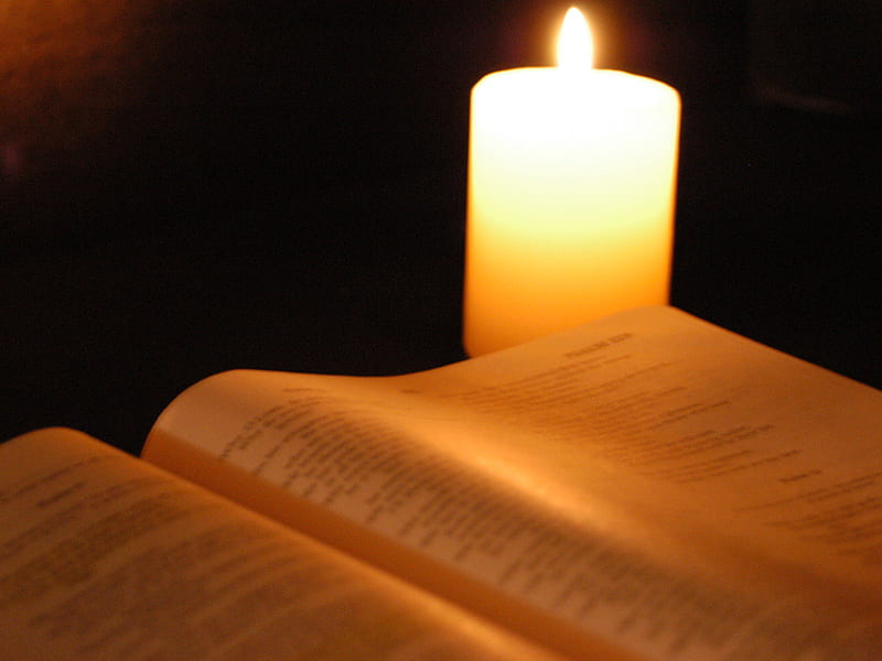 Bible By Candlelight, book, candlelight, bible, reading, HD wallpaper