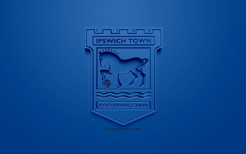 Ipswich Town FC, creative 3D logo, blue background, 3d emblem, English football club, EFL Championship, Ipswich, England, United Kingdom, English Football League Championship, 3d art, football, 3d logo, HD wallpaper