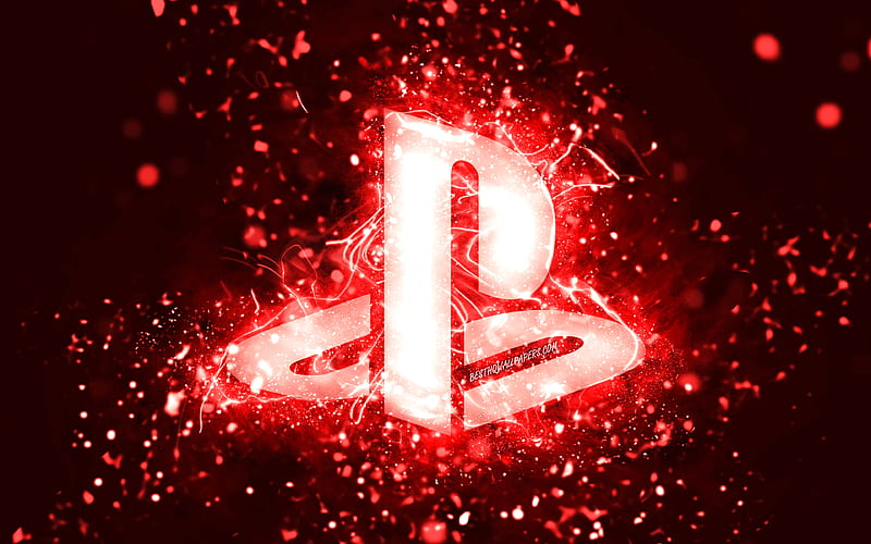 PlayStation red logo red neon lights, creative, red abstract background,  PlayStation logo, HD wallpaper | Peakpx