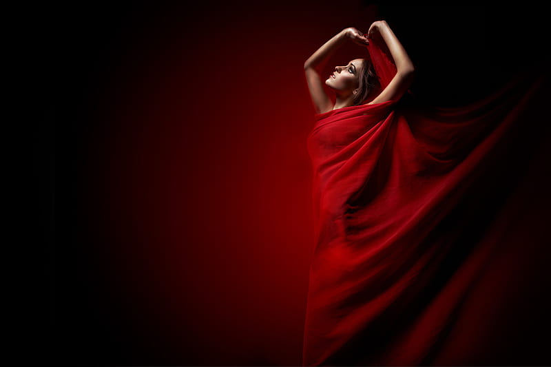 Beauty for my dear friend Vivianne(Lamamake), red, dress, profile, passion, bonito, HD wallpaper