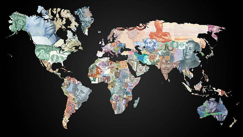 World Currency Map With Black Background Money, HD wallpaper