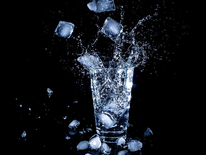glass, ice, water, spray, HD wallpaper