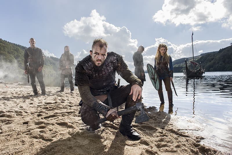 Vikings 2013 - 2020, boat, tv series, man, actor, poster, vikings, floki, beach, gustaf skarsgard, HD wallpaper