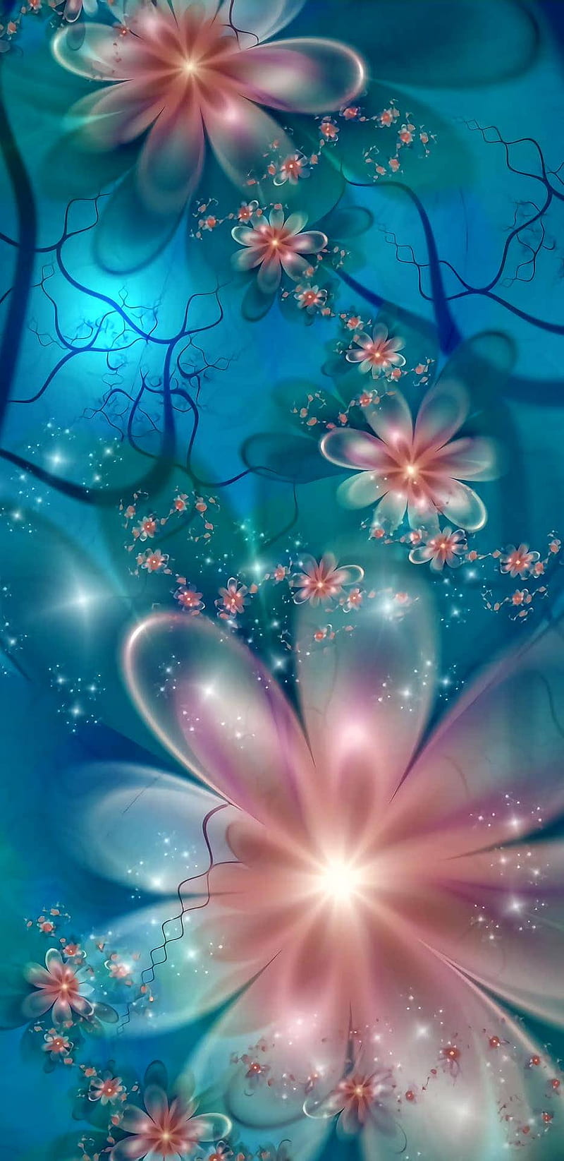 flower, galaxy, flowers, gold, blue, HD phone wallpaper