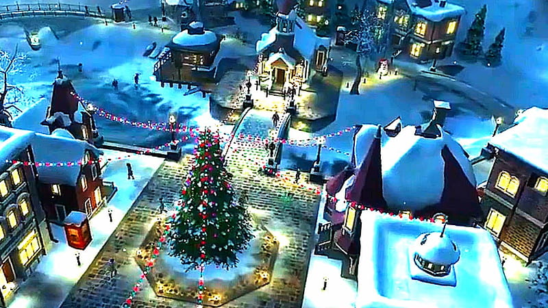 Cozy Classic Christmas Screensaver an Ambience video, Snow Village Christmas, HD wallpaper