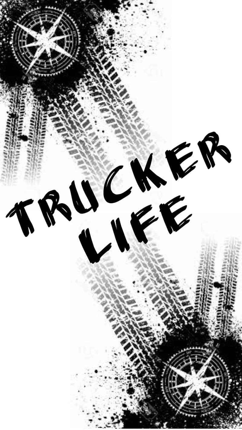 Trucker Life, black, carros, tire tracks, HD phone wallpaper