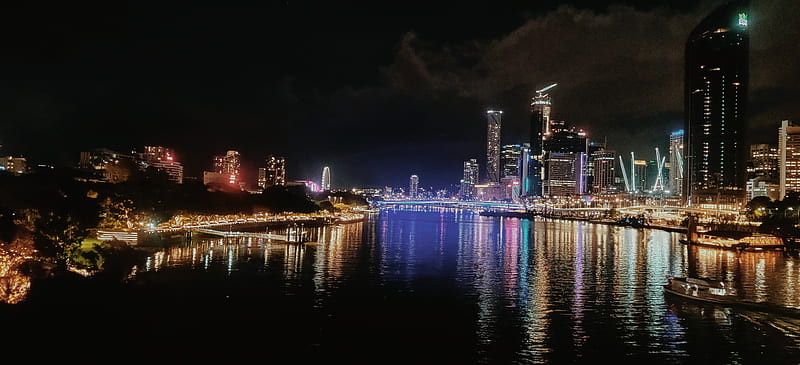 Brisbane Australia, city, lights, natural, night, shadow, HD wallpaper