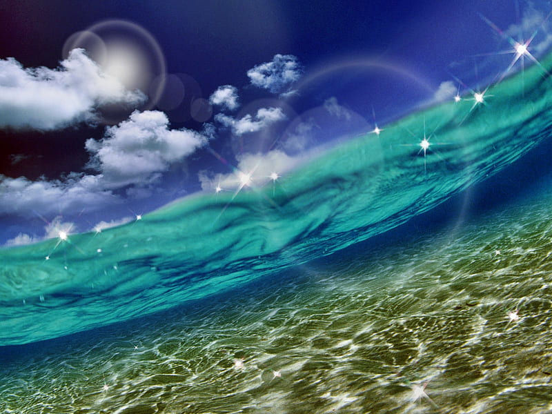 Two Oceans Windows 7 Backgrounds.jpg, waters, oceans, two, clouds, sky, HD wallpaper