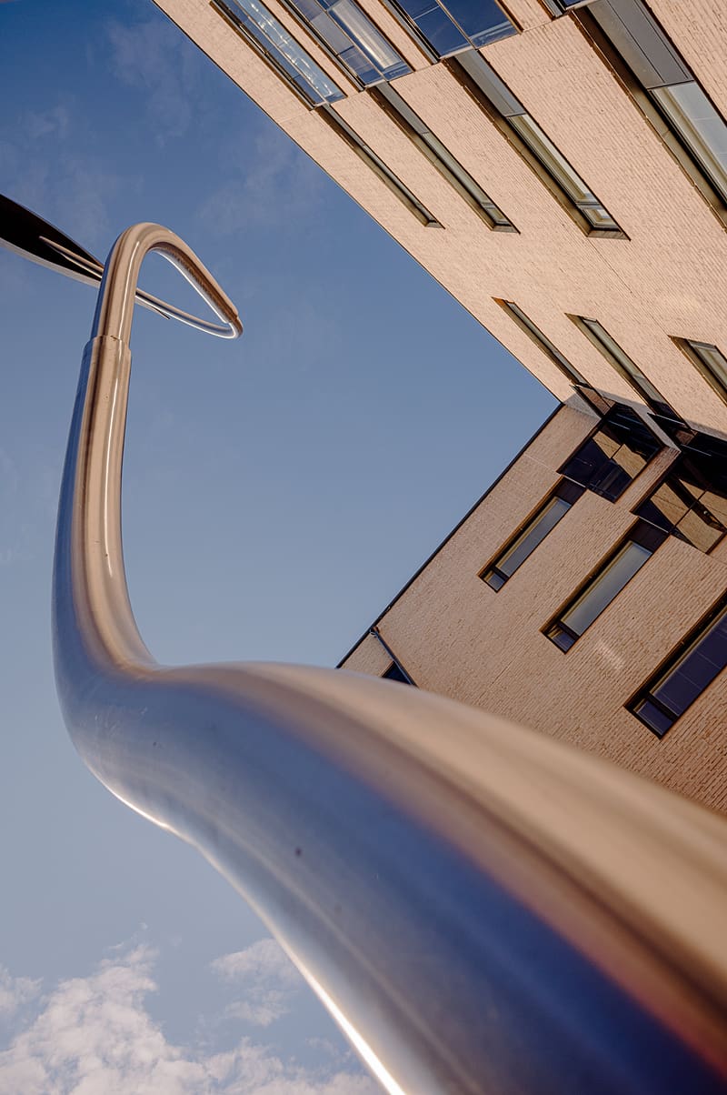 pipe, curve, metal, building, sky, HD phone wallpaper