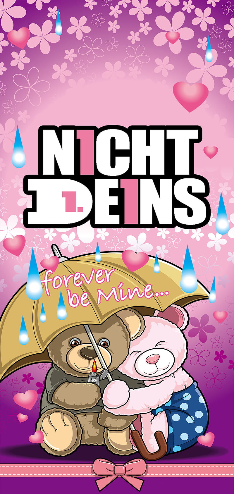 ND teddybears, 2019, happy, herz, liebe, n1cht de1ns, nicht deins, pink, regen, teddy, HD phone wallpaper
