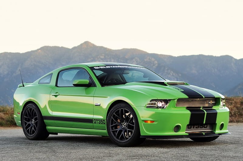 2013-Shelby-GT 350, Stripes, Black Wheels, Ford, Green, HD wallpaper ...