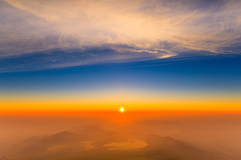 Sunset View From The Top Of Mountain , sunset, mountains, nature, graphy, HD wallpaper