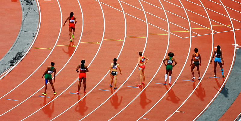 women running on race track during daytime, HD wallpaper