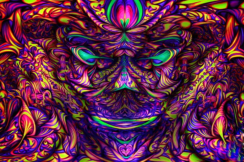 Psychedelic Face, mind teaser, face, abstract, cg, HD wallpaper