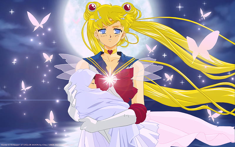 Super Sailor Moon with baby Hotaru, hotaru, super sailor moon, anime, manga, sailor moon, baby hotaru, sailor saturn, HD wallpaper