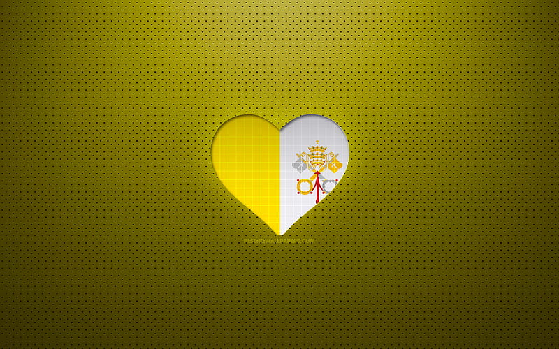 I Love Vatican City Europe, yellow dotted background, Vatican City flag heart, Vatican City, favorite countries, Love Vatican City, Vatican City flag, HD wallpaper