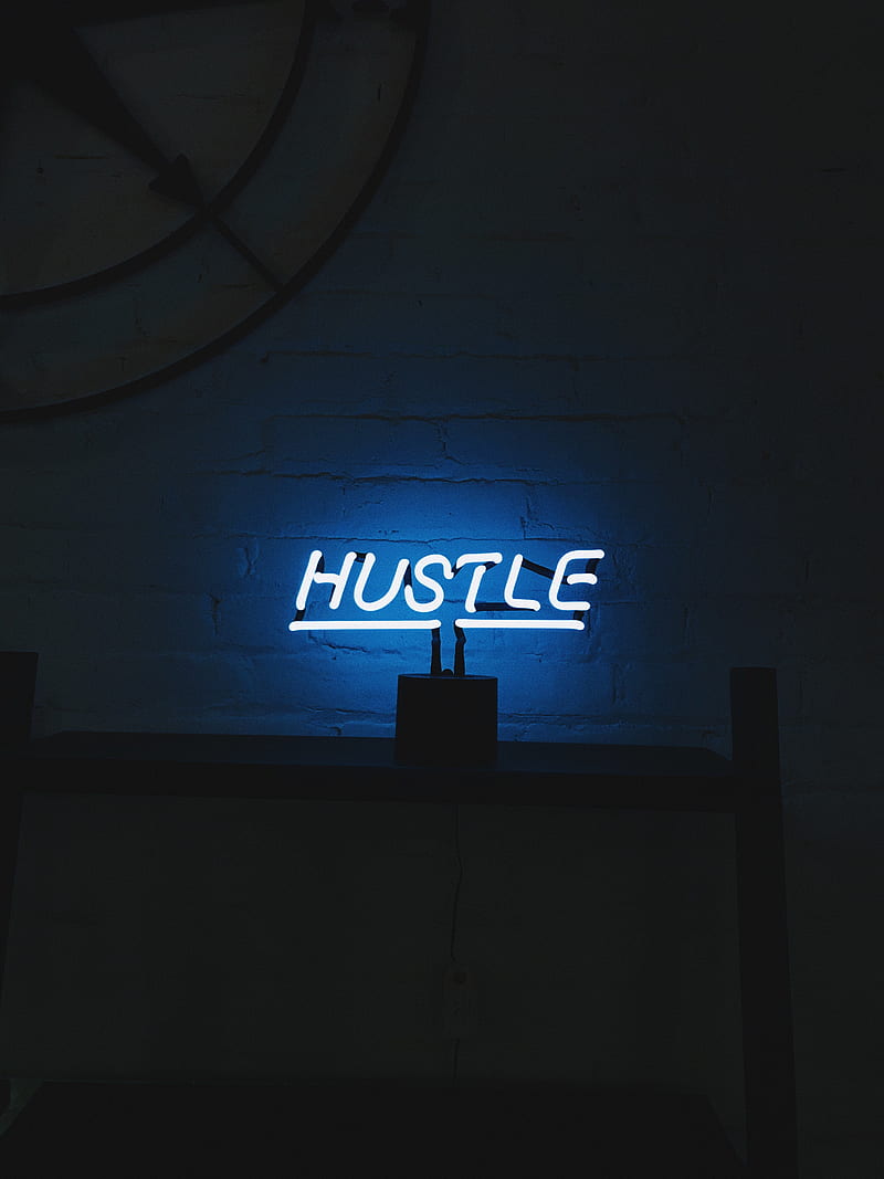hustle, neon, inscription, letters, lights, HD phone wallpaper