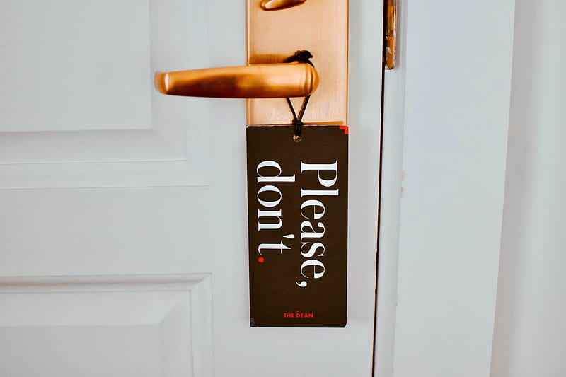 door, handle, sign, warning, inscription, HD wallpaper