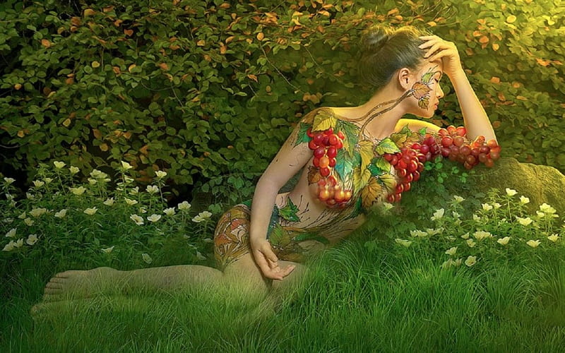 Body painting green nature woman, Body art, Pinterest