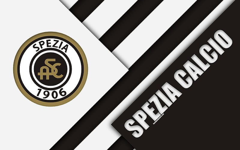 Spezia Calcio material design, logo, white black abstraction, emblem, italian football club, La Spezia, Italy, serie b, HD wallpaper
