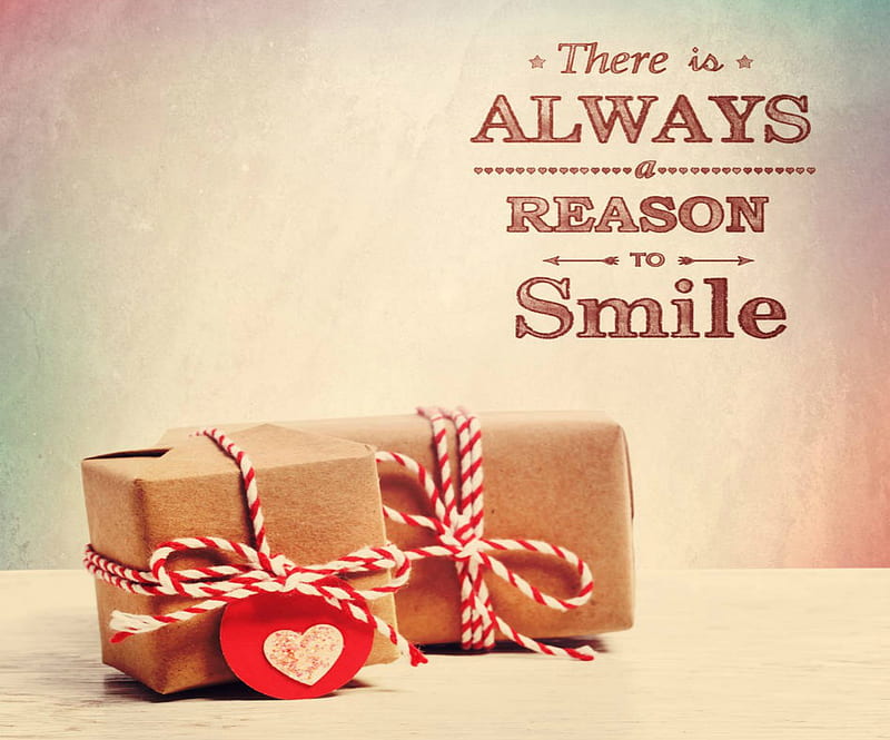 Smile Always, words, gift, heart, boxes, HD wallpaper