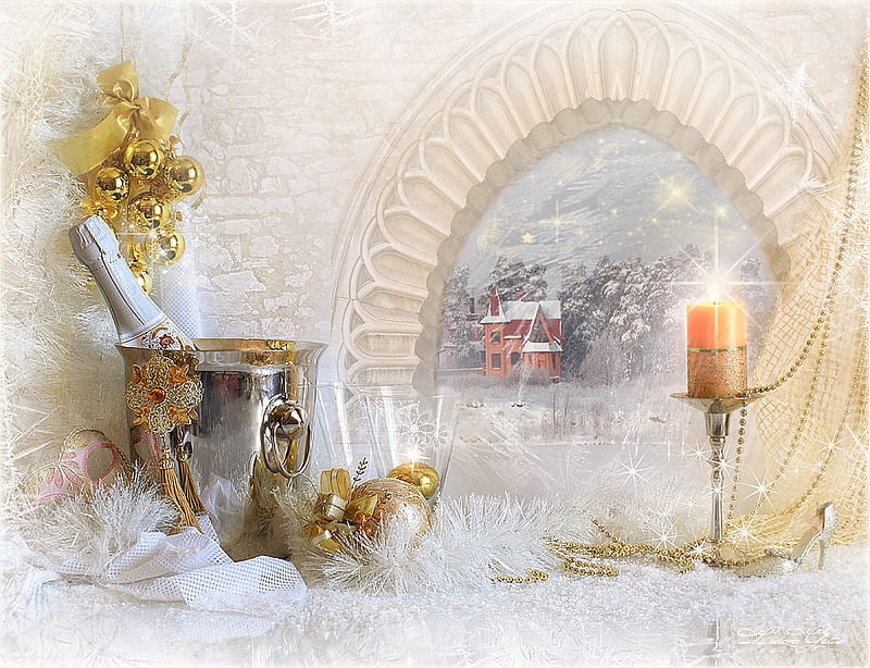 Sparkle, ornaments, house, heel, silver, bucket, diamond, gold, brick, feather, shoe, bowl, stars, candle, tassel, window, christmas, wine, golden, glass, candle holder, ice bucket, arch, balls, snow, beads, white, mask, HD wallpaper