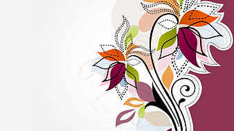 Multicolor Floral, simple background, multicolor, graphics, white