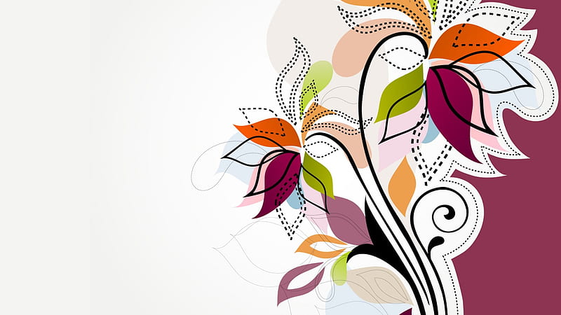 Multicolor Floral, simple background, multicolor, graphics, white  background, HD wallpaper