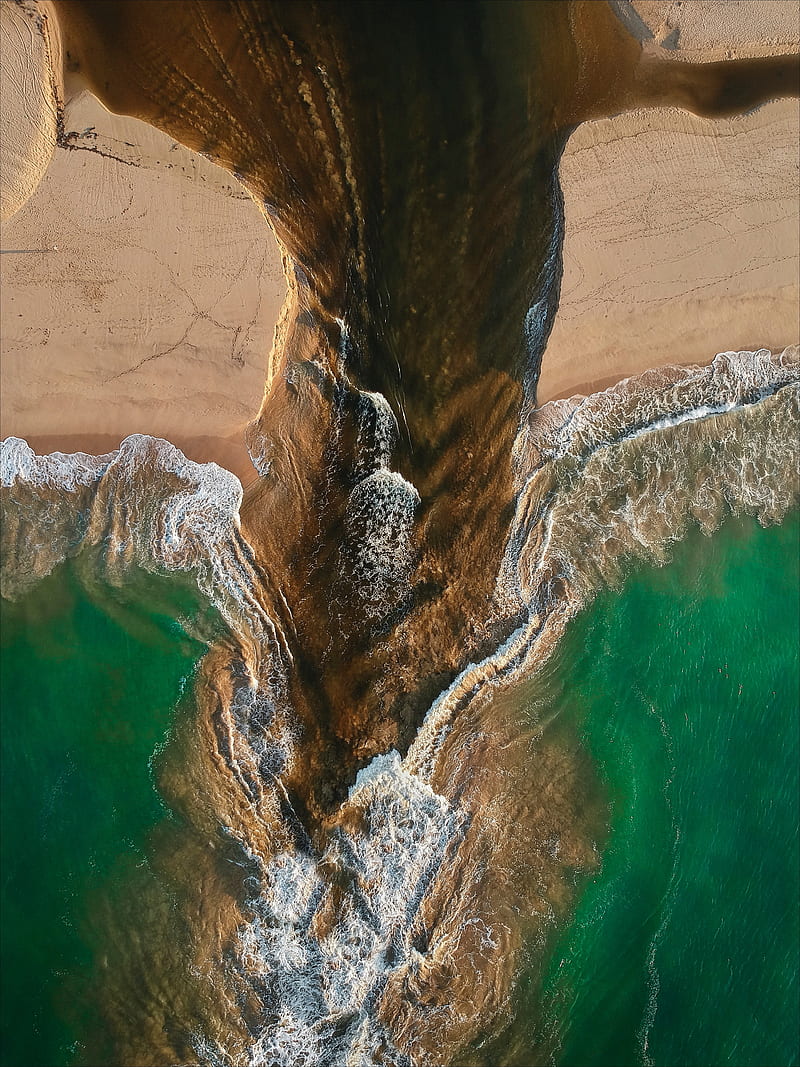 ocean, aerial view, current, coast, sri lanka, HD phone wallpaper
