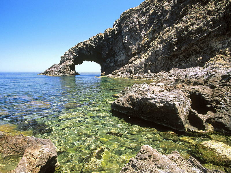 Arco del Elefante, sicily, pantelleria island, italy, HD wallpaper