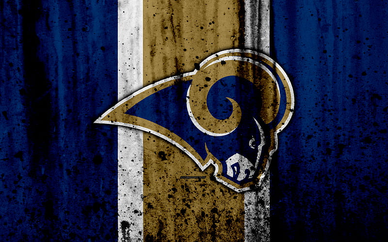 Los Angeles Rams, grunge, NFL, american football, NFC, logo, USA, art, stone texture, West Division, HD wallpaper