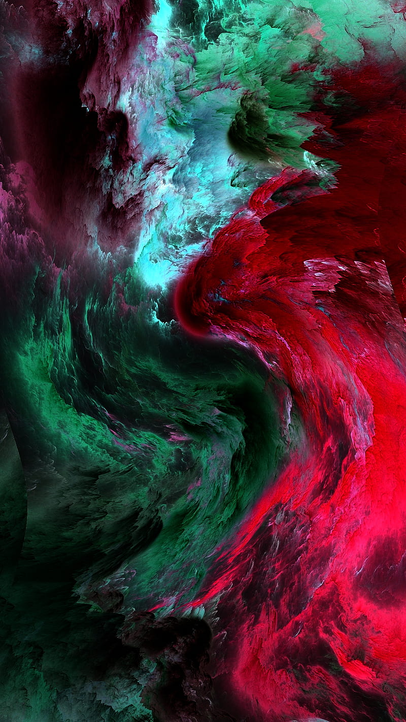 Color Smoke, abstract, amoled, dark, green, red, HD phone wallpaper