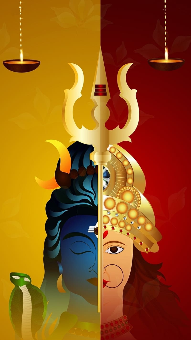 Shiv Parvati Ji Ke, Shiva Parvati, art, lord, god, HD phone wallpaper