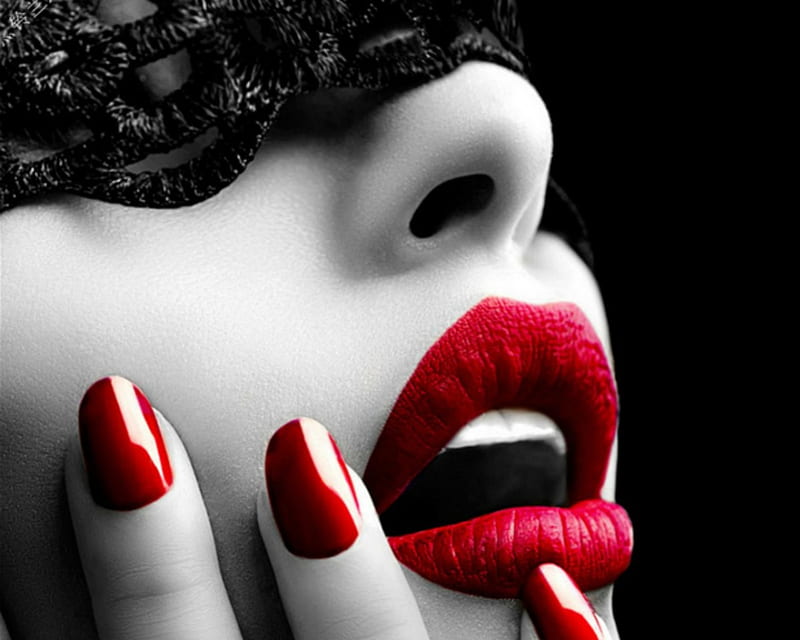 Red Lips, red, woman, lips, style, HD wallpaper