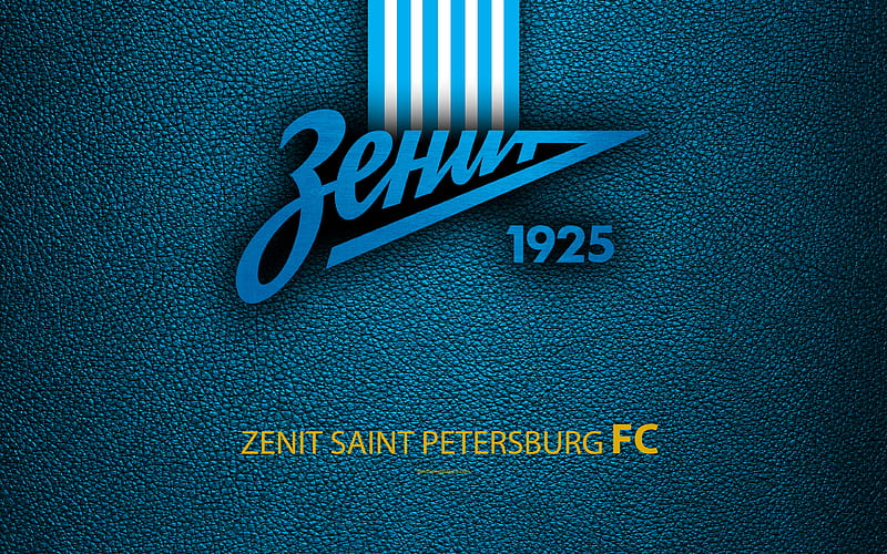 FC Zenit, Saint Petersburg logo, Russian football club, leather texture, Russian Premier League, football, Russia, HD wallpaper