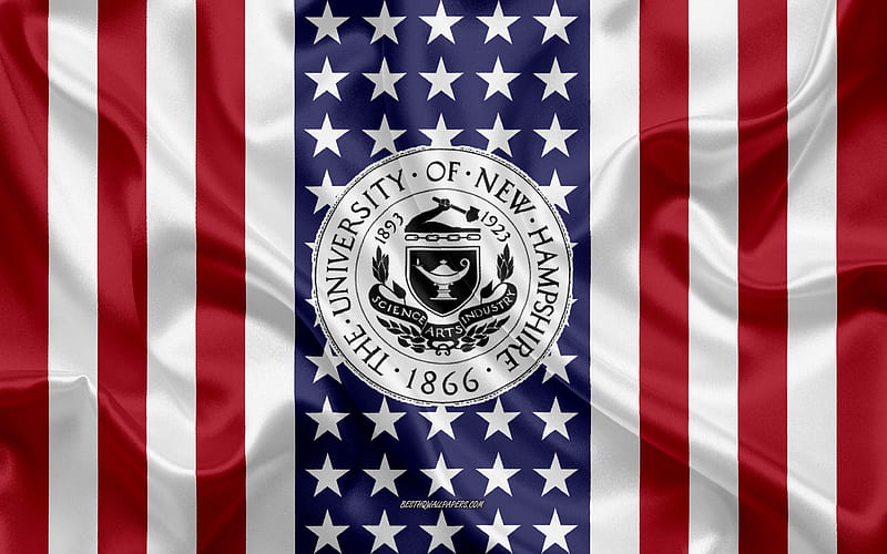 University of New Hampshire Emblem, American Flag, University of New Hampshire logo, Durham, Concord, USA, University of New Hampshire, HD wallpaper