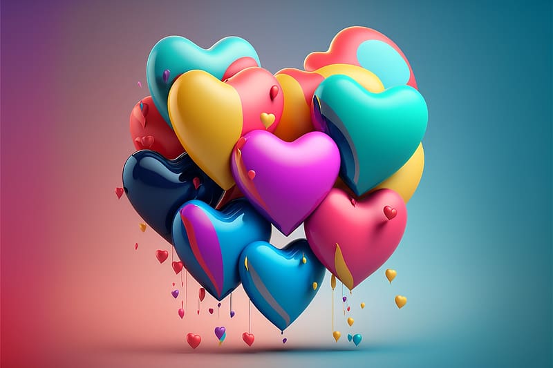 ❤️, Romantic, Colourful, Love, Balloons, Heart, HD wallpaper Peakpx