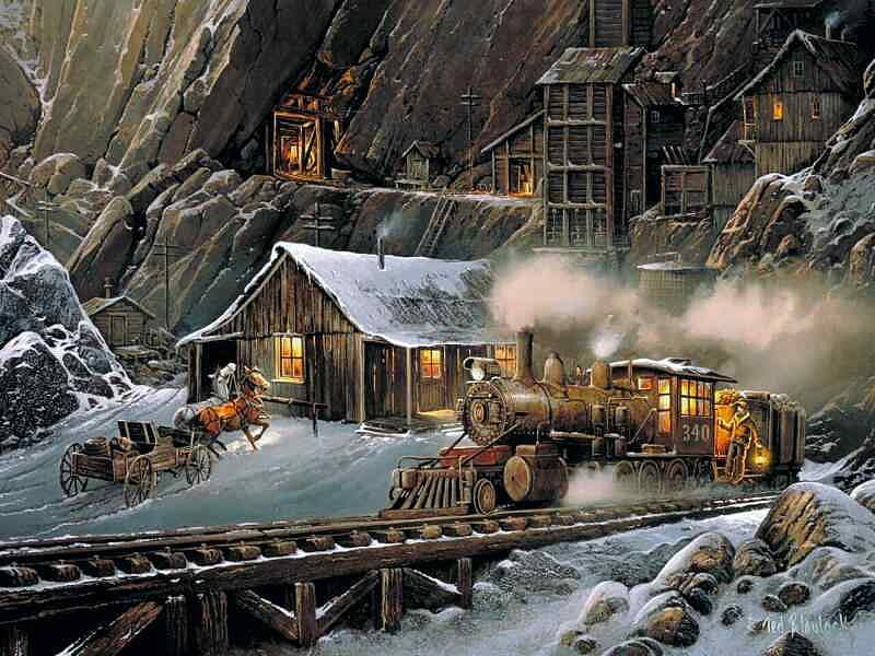 When Gold Ran The Rails, sheds, mining, trains, cabins, tracks, workers, hauling, horses, HD wallpaper