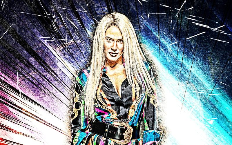 Lana, grunge art, WWE american wrestlers, wrestling, Catherine Joy Perry, colorful abstract rays, wrestlers, CJ Perry, female wrestlers, Lana, HD wallpaper