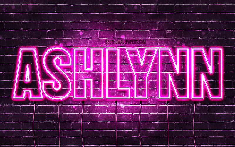 Ashlynn with names, female names, Ashlynn name, purple neon lights, horizontal text, with Ashlynn name, HD wallpaper