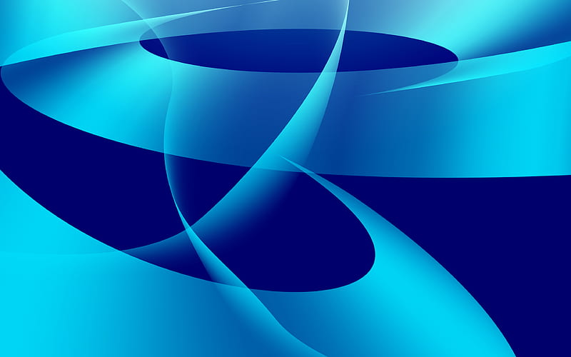 blue waves 3d art, abstract waves, curves, creative, blue background, HD wallpaper